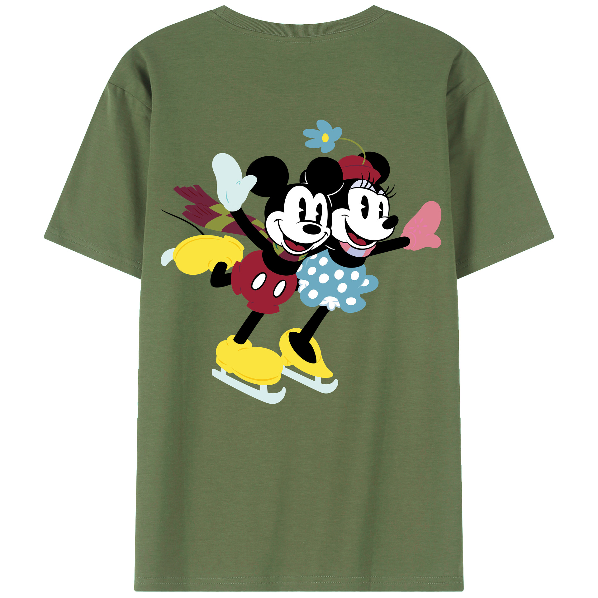 ミッキーマウス Mickey Mouse 綿100％ メンズ半袖Tシャツ（バックプリント） 通気性